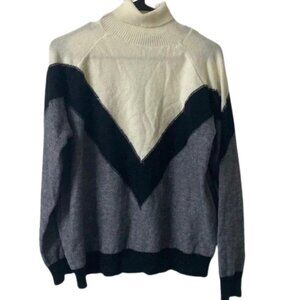 Christian Dior Paris Turtleneck Sweater Chevron Design Vintage